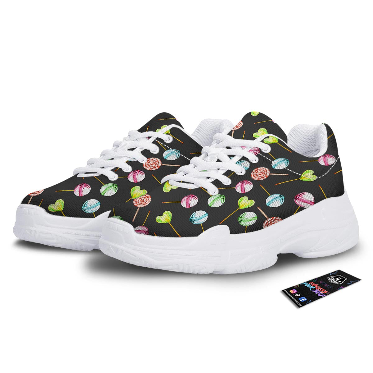 Candy Sweet Print Pattern White Chunky Shoes-grizzshop