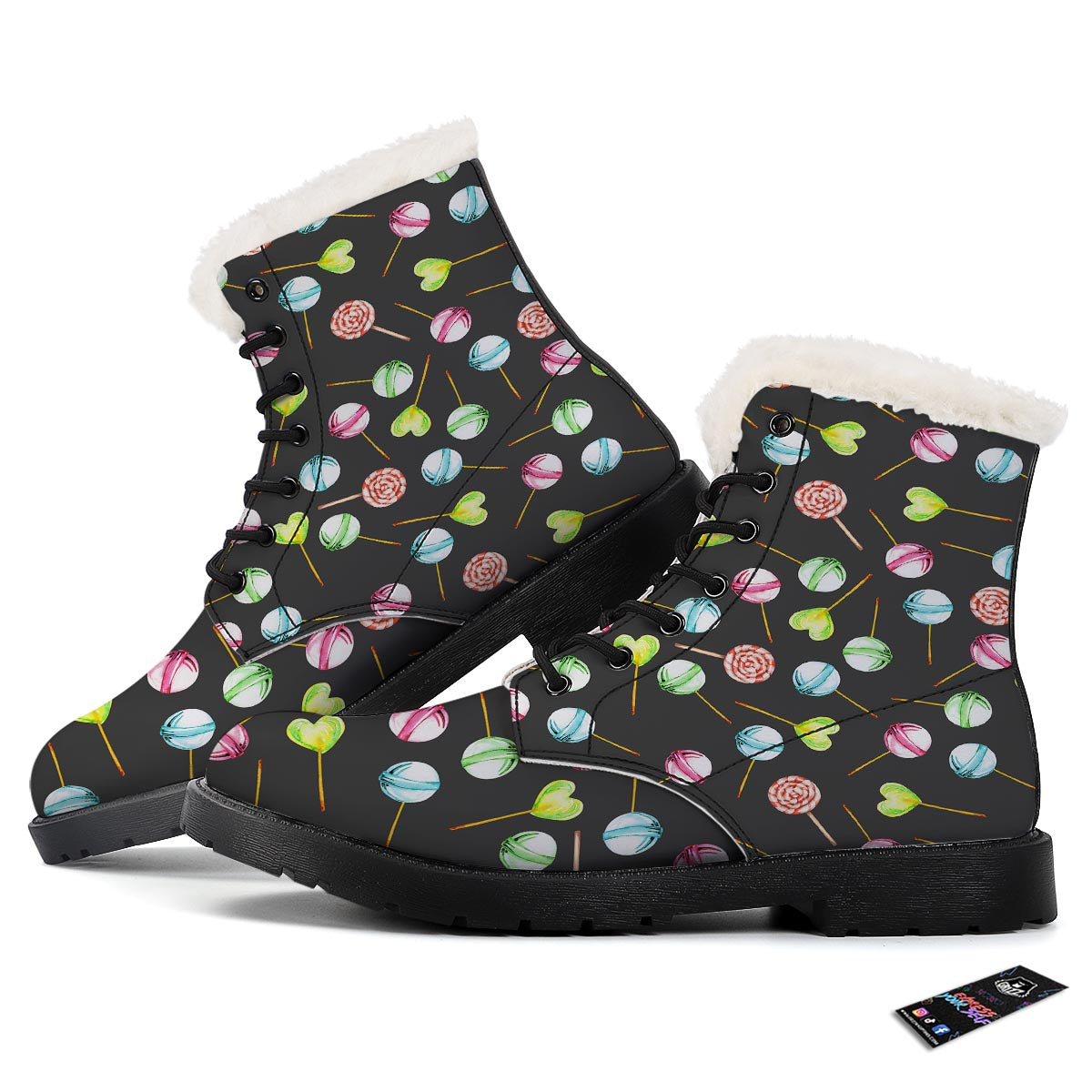 Candy Sweet Print Pattern Winter Boots-grizzshop
