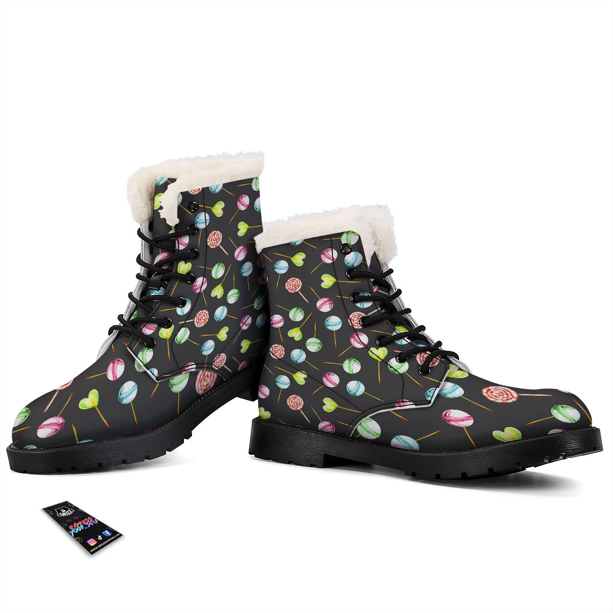 Candy Sweet Print Pattern Winter Boots-grizzshop
