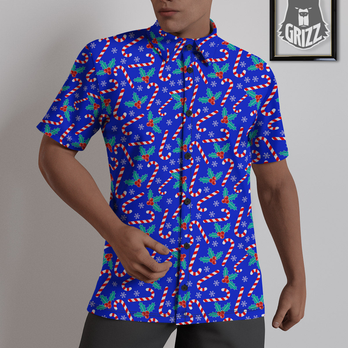 Candy And Christmas Berry Print Pattern Untucked Shirts-grizzshop