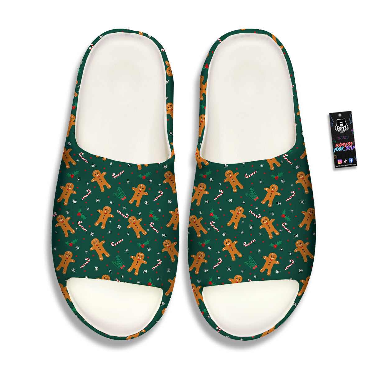 Candy And Christmas Cookie Print Pattern Sandals-grizzshop