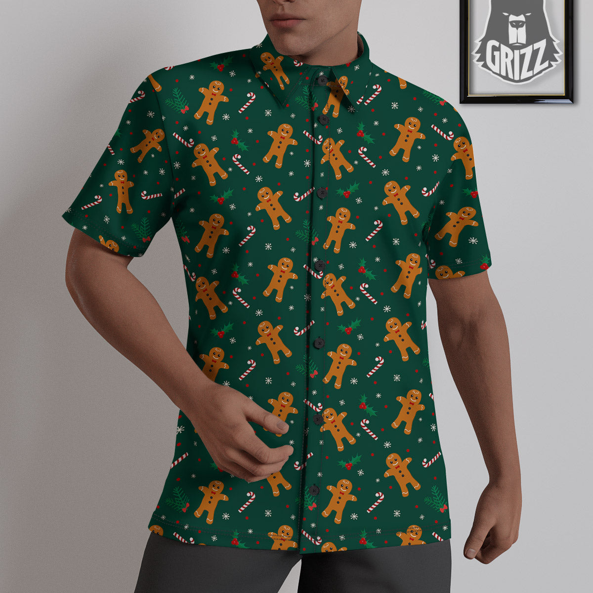 Candy And Christmas Cookie Print Pattern Untucked Shirts-grizzshop