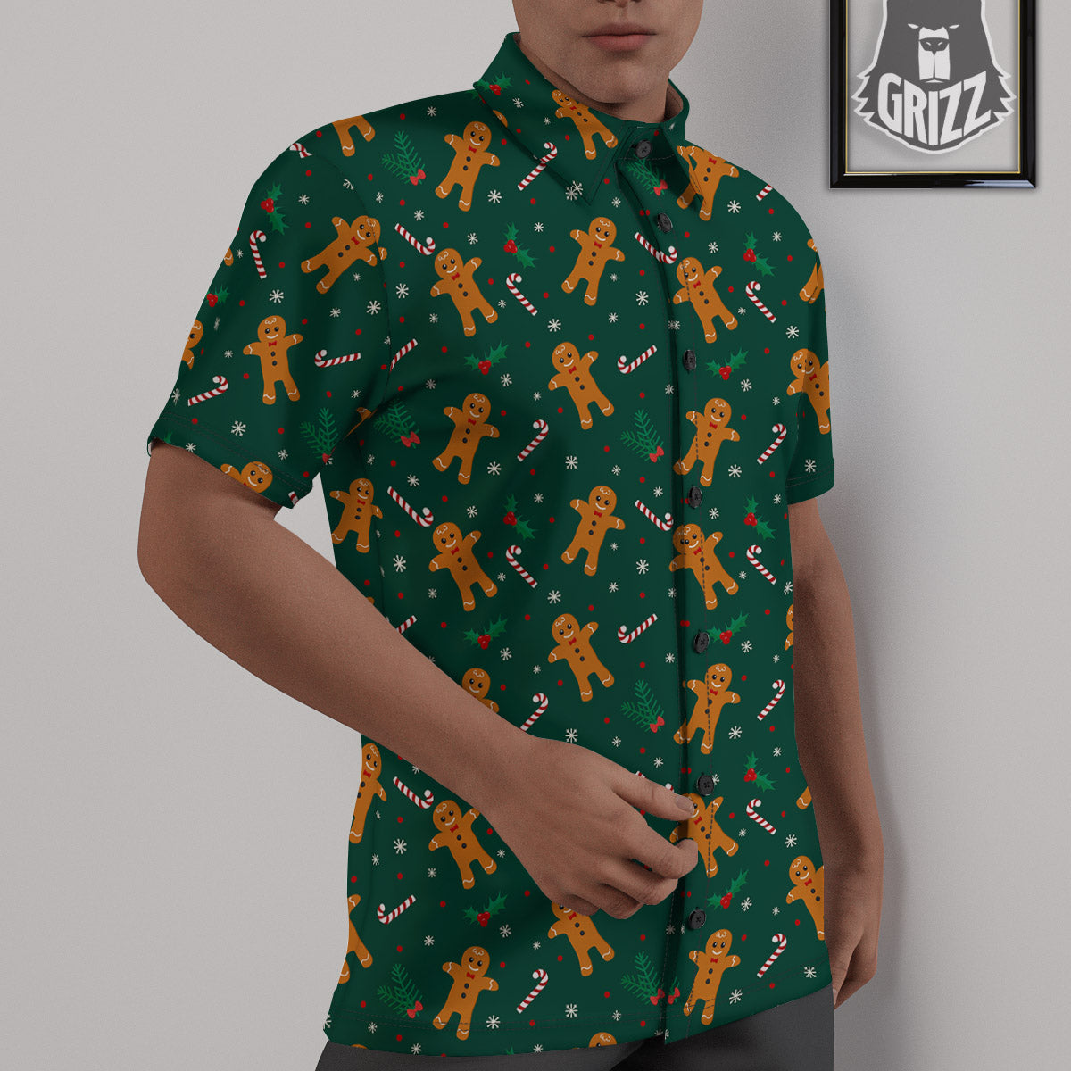 Candy And Christmas Cookie Print Pattern Untucked Shirts-grizzshop