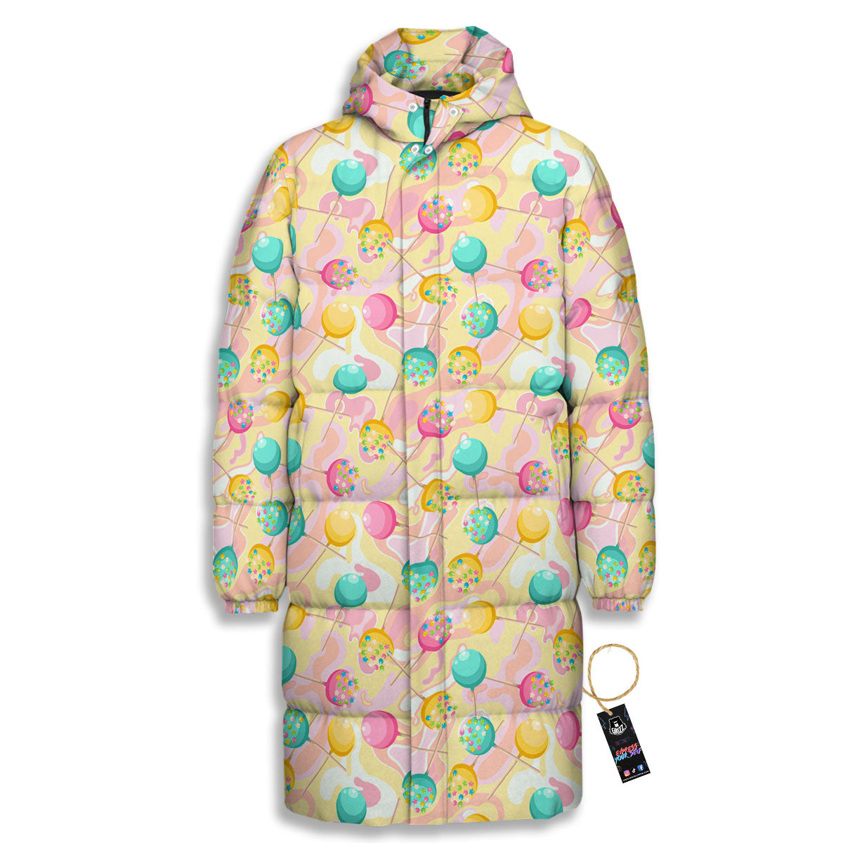 Candy And Colorful Lollipop Print Long Down Jacket