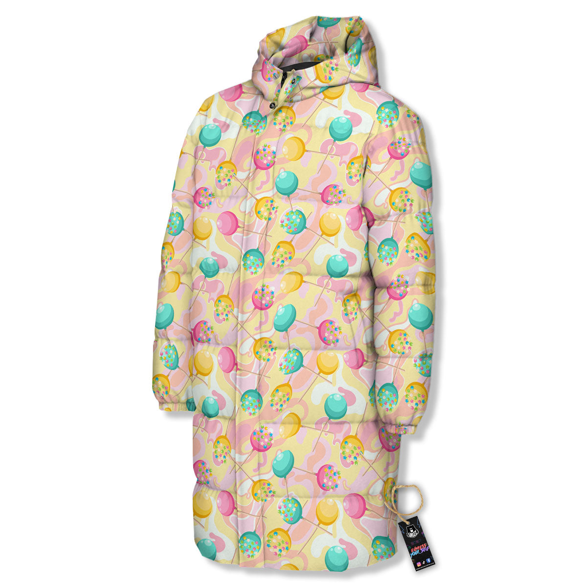 Candy And Colorful Lollipop Print Long Down Jacket