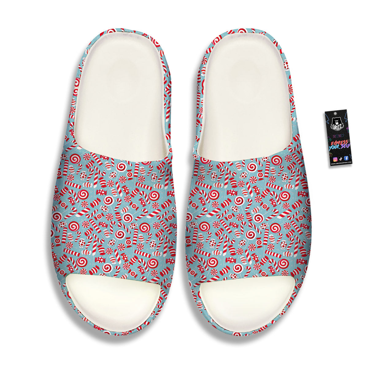 Candy Cane Christmas Print Pattern Sandals-grizzshop