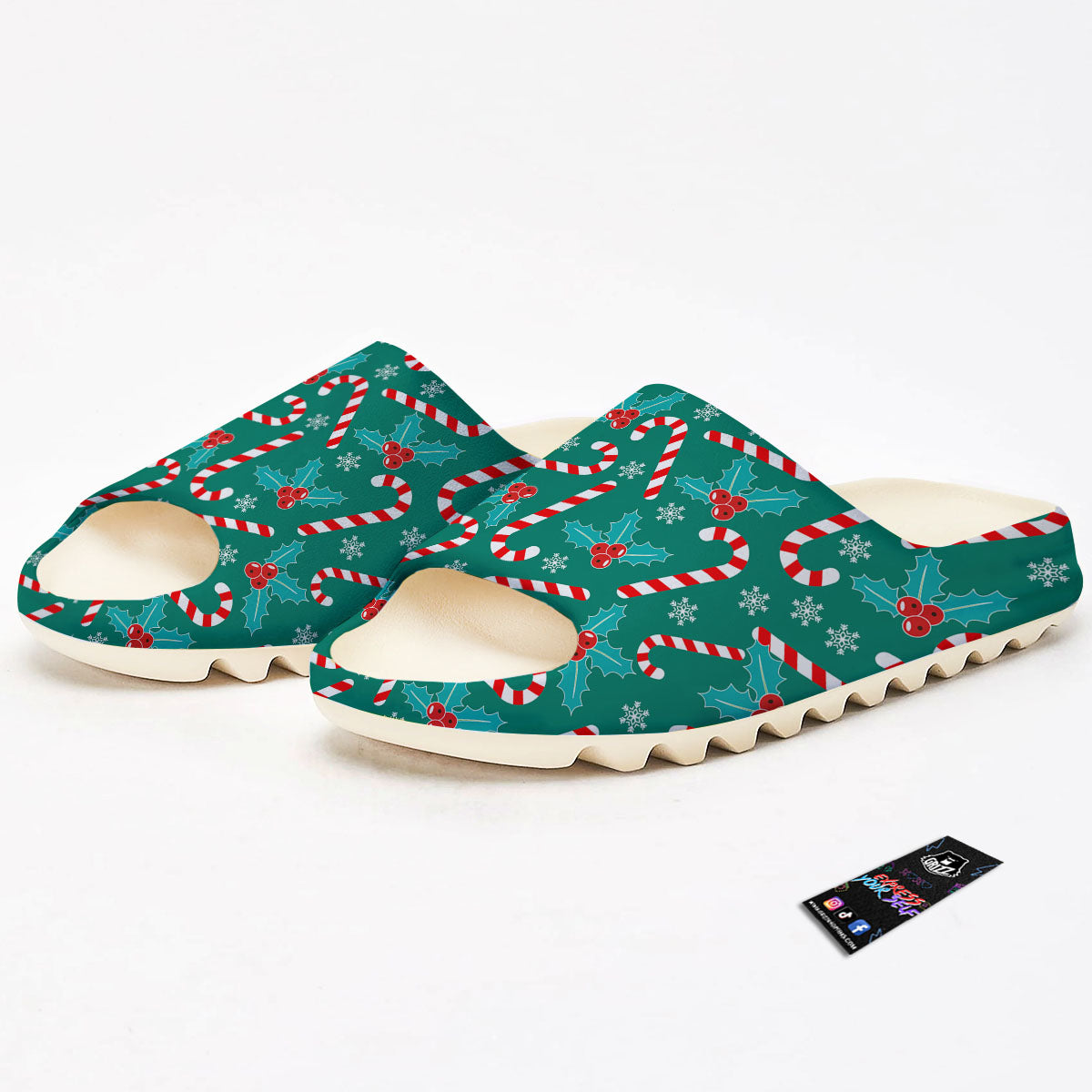 Candy Cane Merry Christmas Print Pattern Sandals-grizzshop