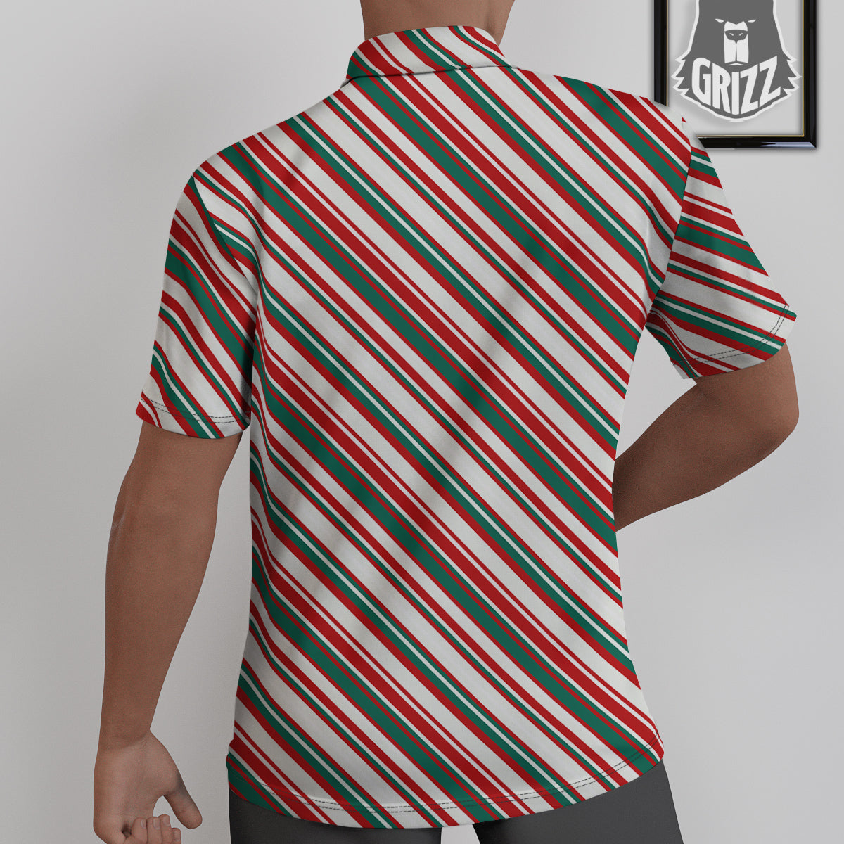 Candy Cane Stripe Christmas Print Untucked Shirts-grizzshop