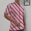 Candy Cane Striped Christmas Print Untucked Shirts-grizzshop