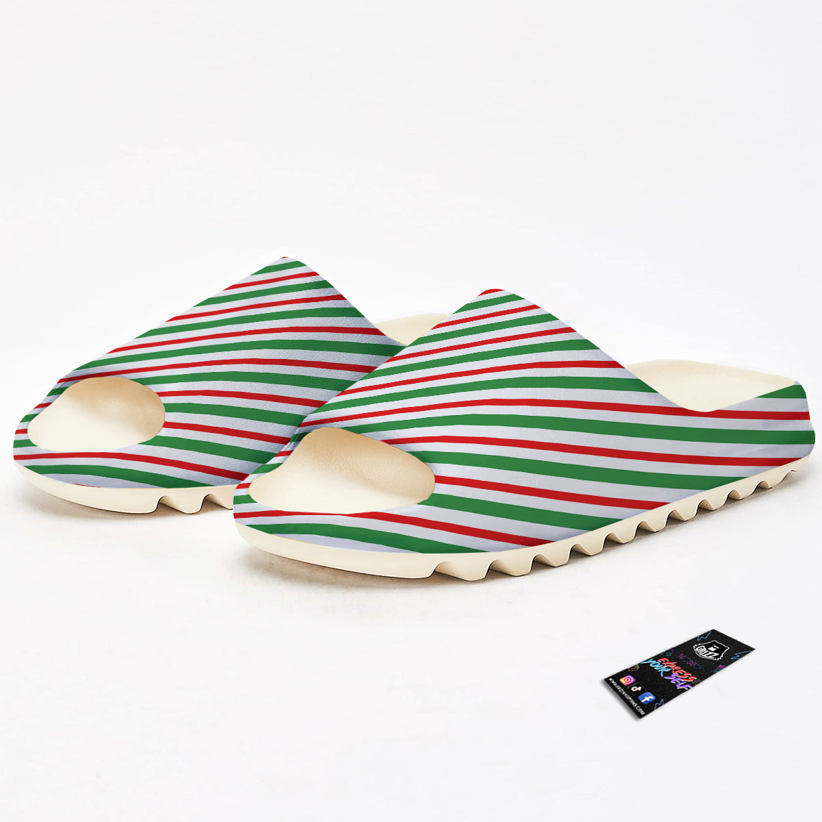 Candy Cane Stripes Christmas Print Sandals-grizzshop