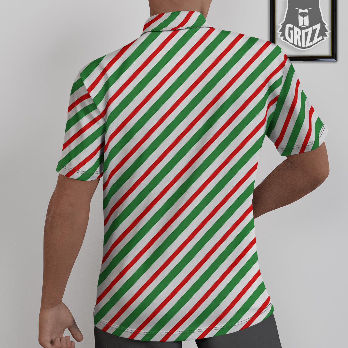 Candy Cane Stripes Christmas Print Untucked Shirts-grizzshop