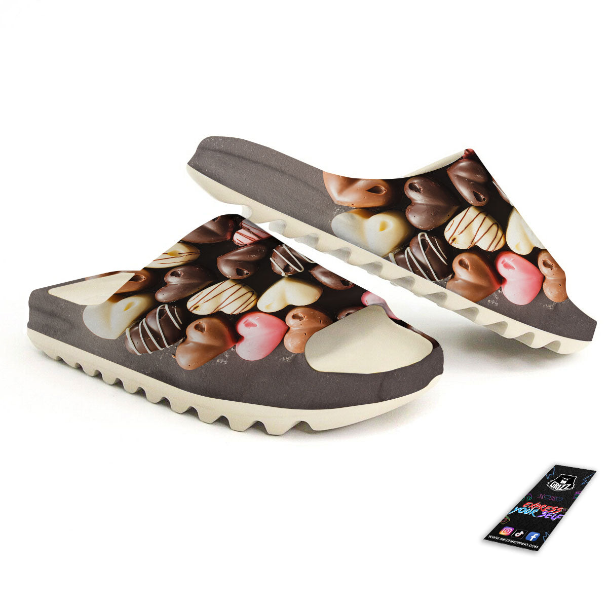 Candy Chocolate Heart Print Sandals-grizzshop