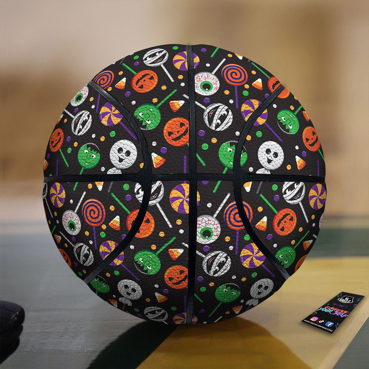 Candy Monsters Halloween Print Pattern Basketball
