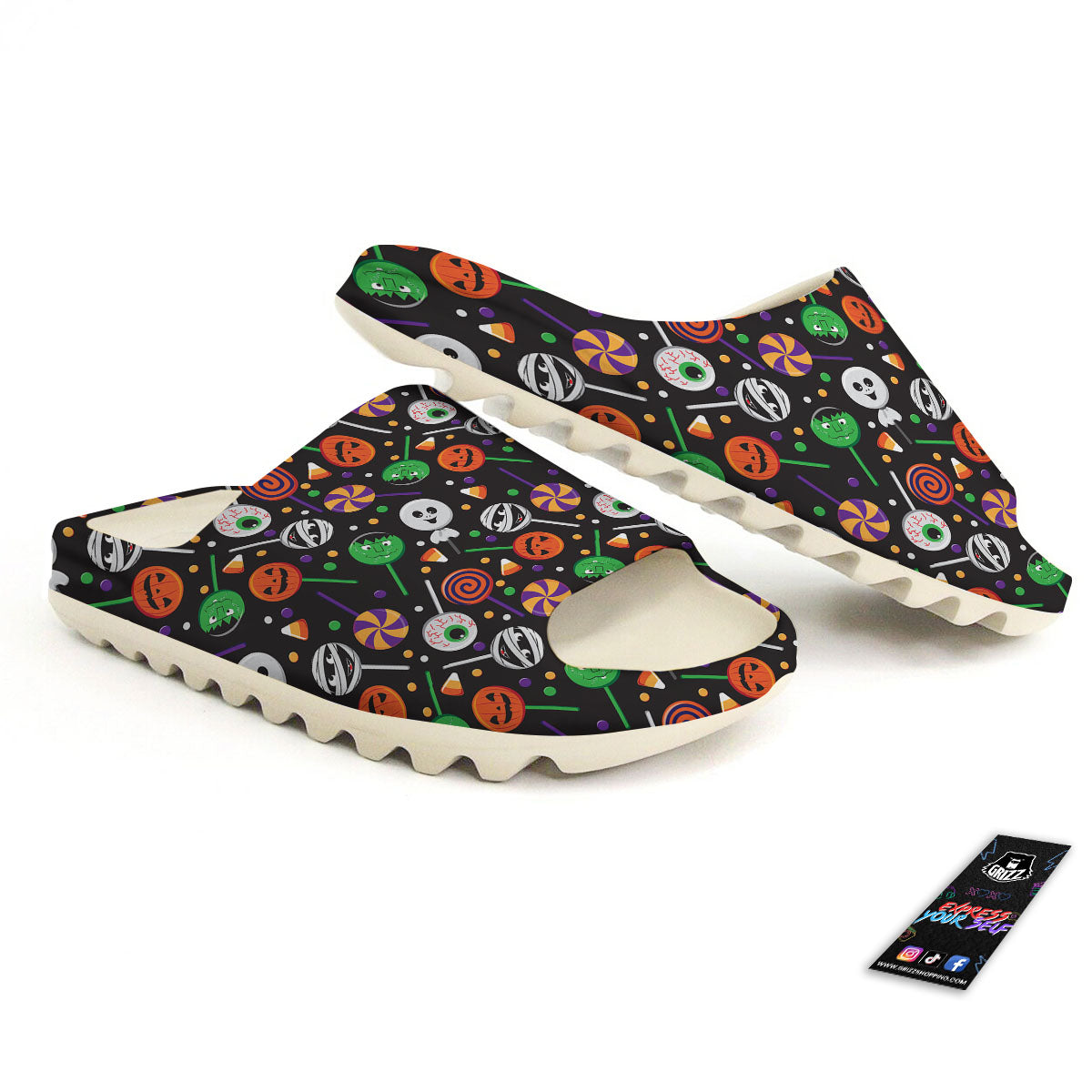 Candy Monsters Halloween Print Pattern Sandals-grizzshop