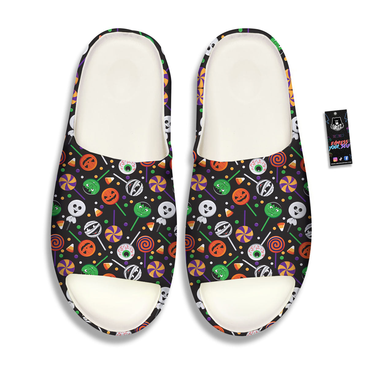 Candy Monsters Halloween Print Pattern Sandals-grizzshop