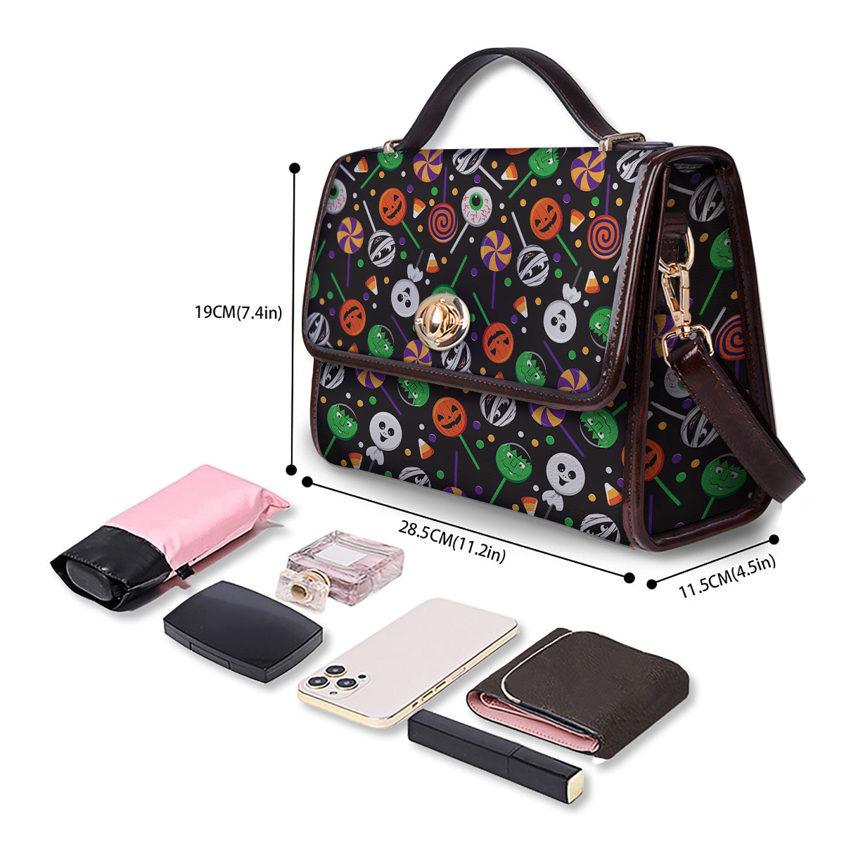Candy Monsters Halloween Print Pattern Women's Satchel Bag