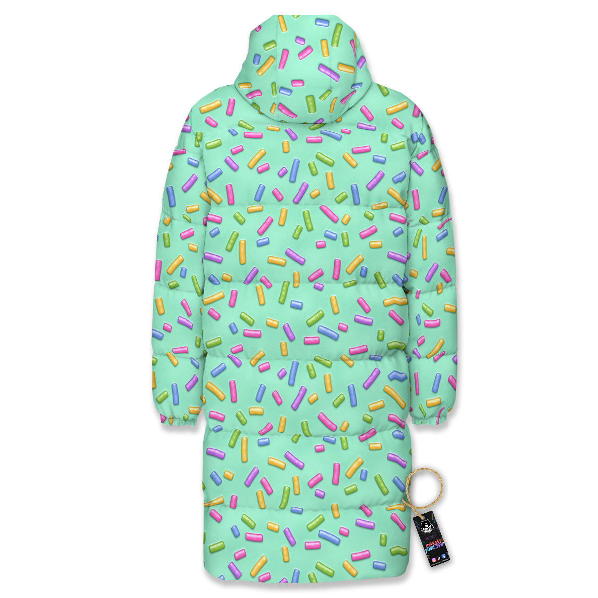 Candy Sprinkles Green Sweet Print Pattern Long Down Jacket