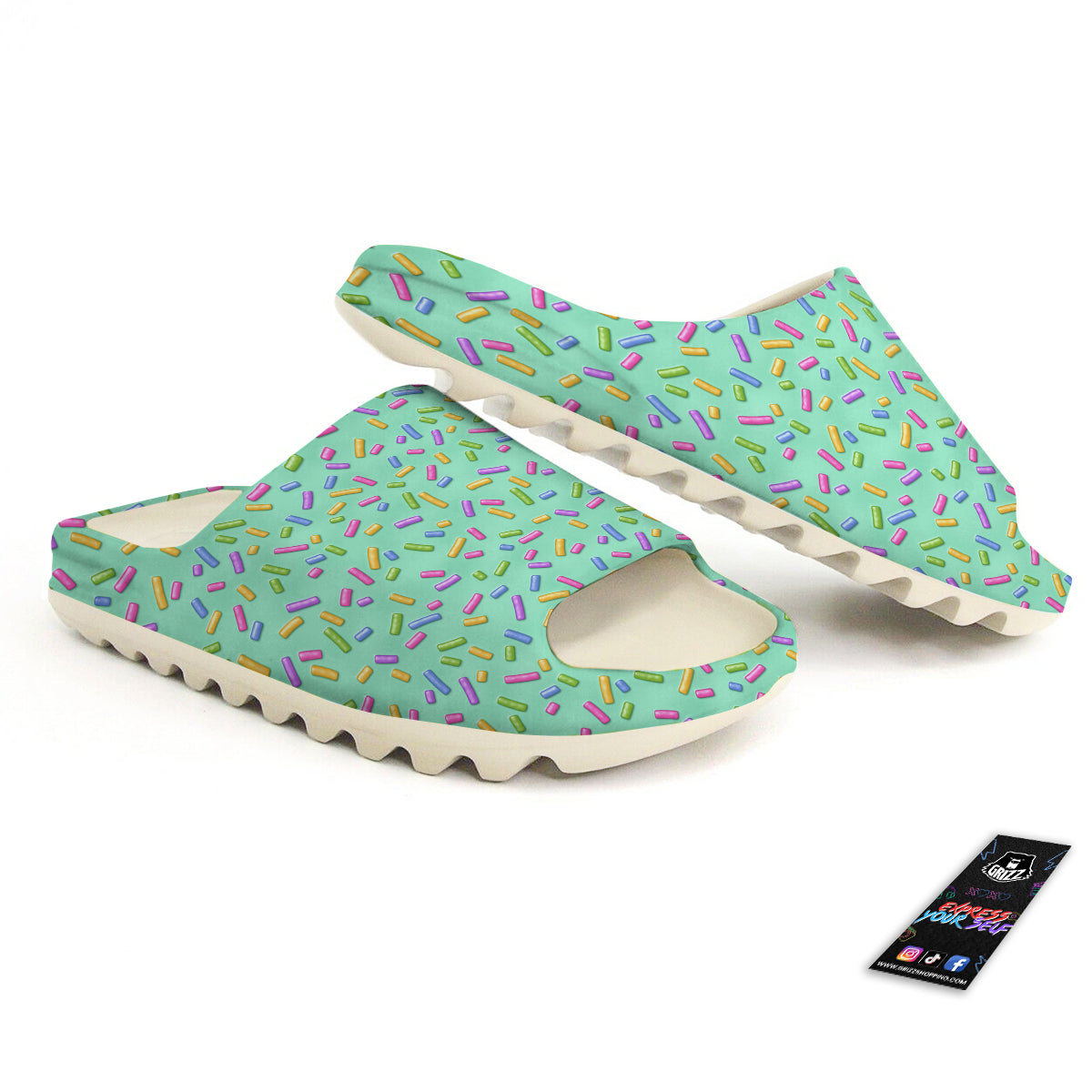 Candy Sprinkles Green Sweet Print Pattern Sandals-grizzshop
