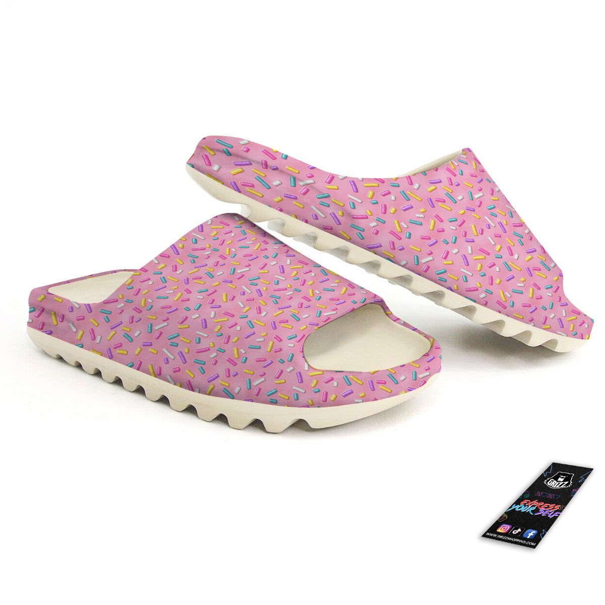 Candy Sprinkles Sweet Pink Print Pattern Sandals-grizzshop
