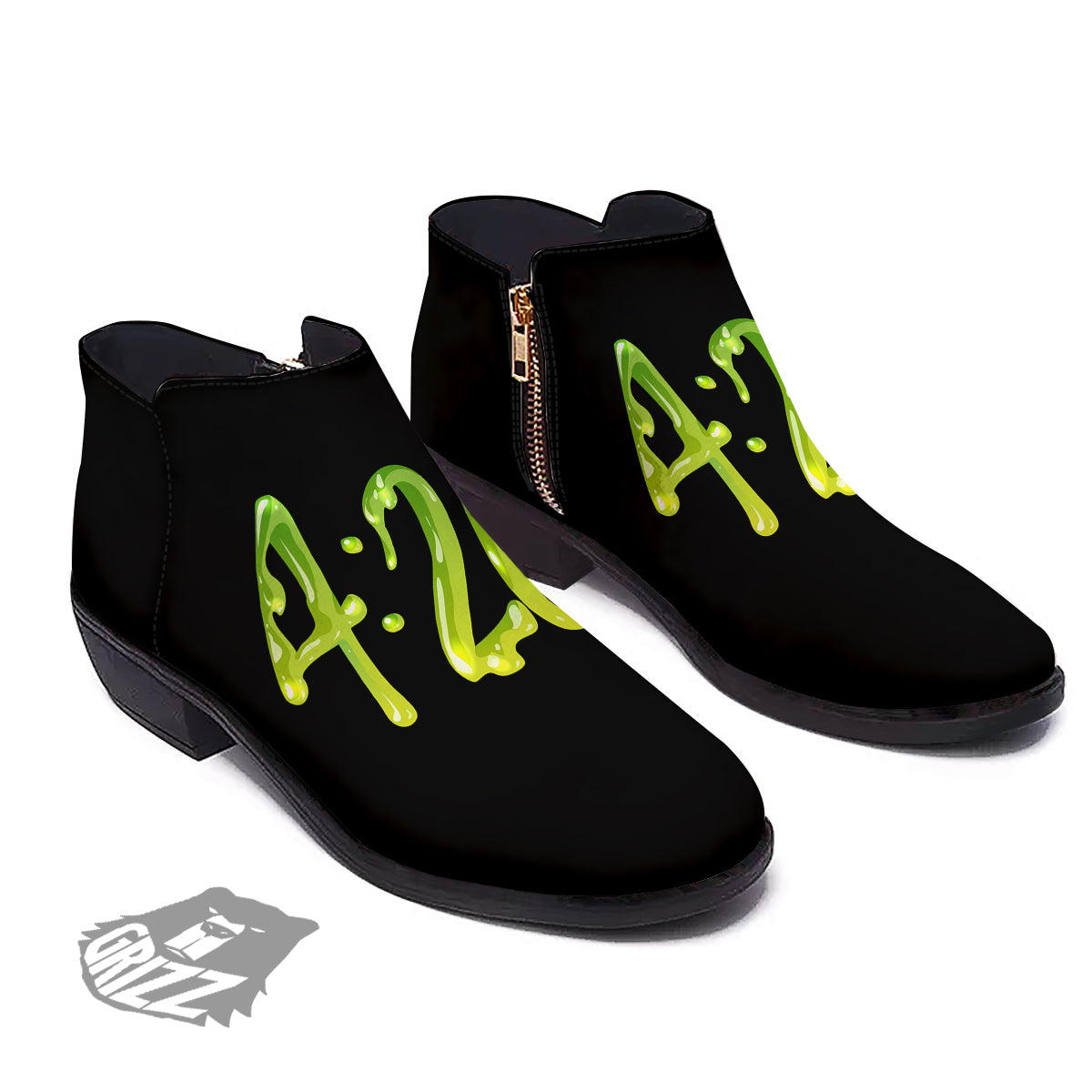 Cannabis Day 420 Print Ankle Boots-grizzshop