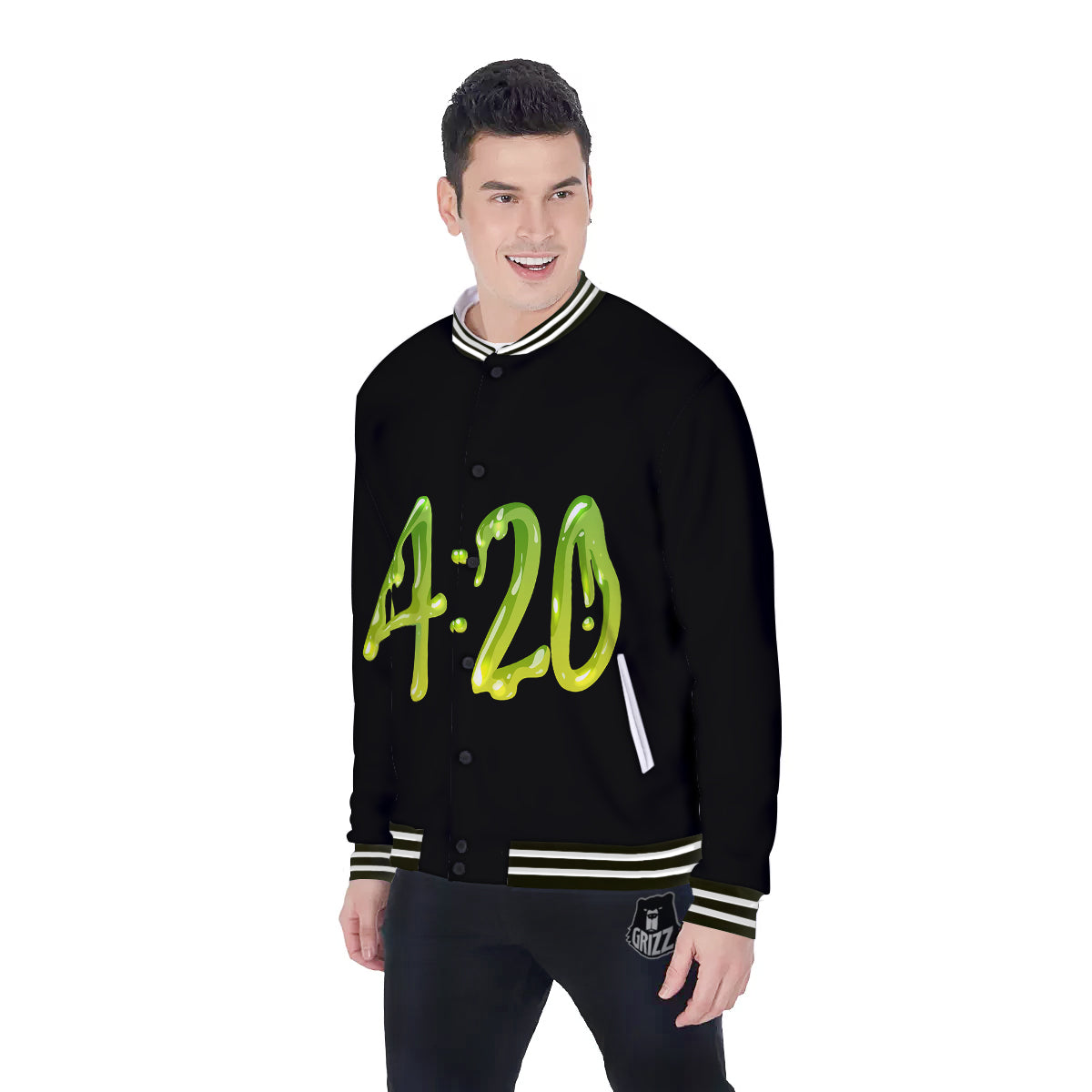 Cannabis Day 420 Print Baseball Jacket-grizzshop