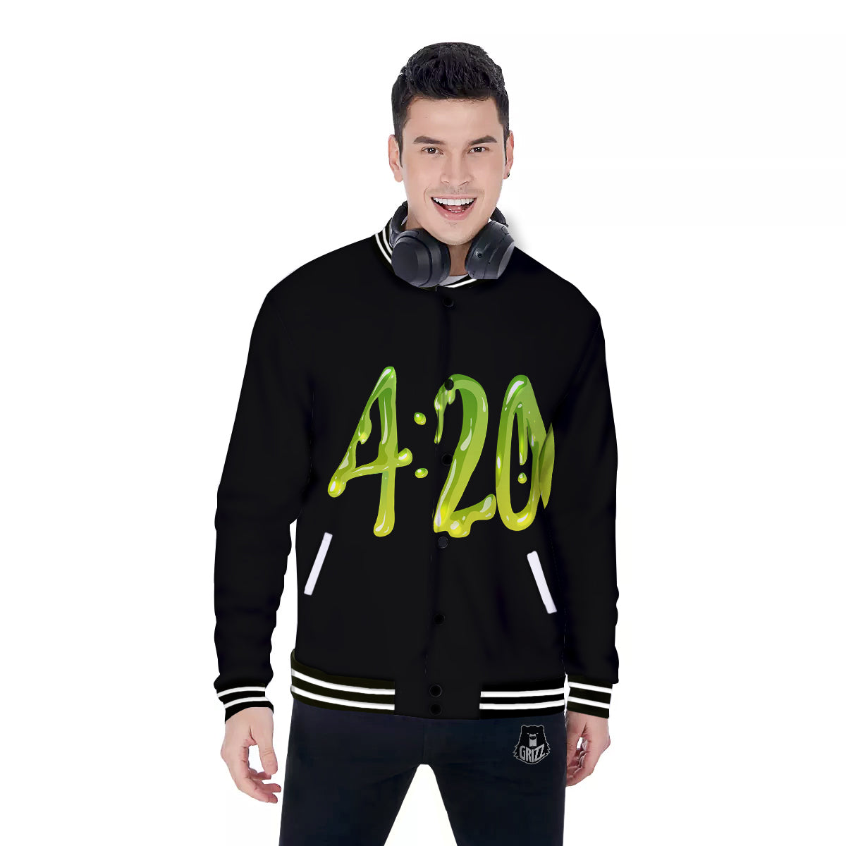 Cannabis Day 420 Print Baseball Jacket-grizzshop
