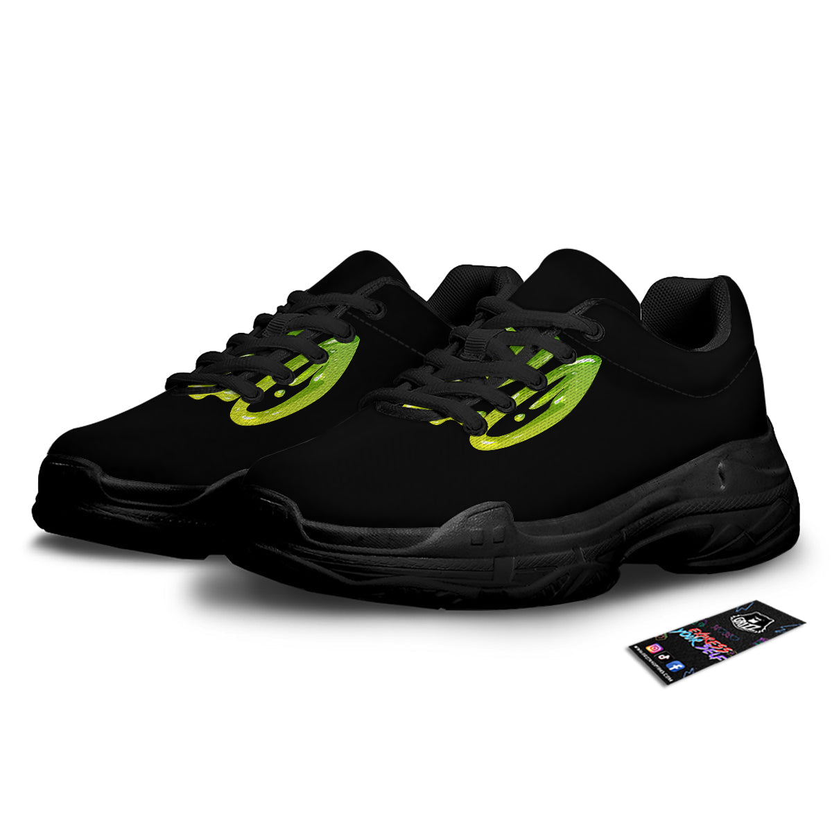 Cannabis Day 420 Print Black Chunky Shoes-grizzshop