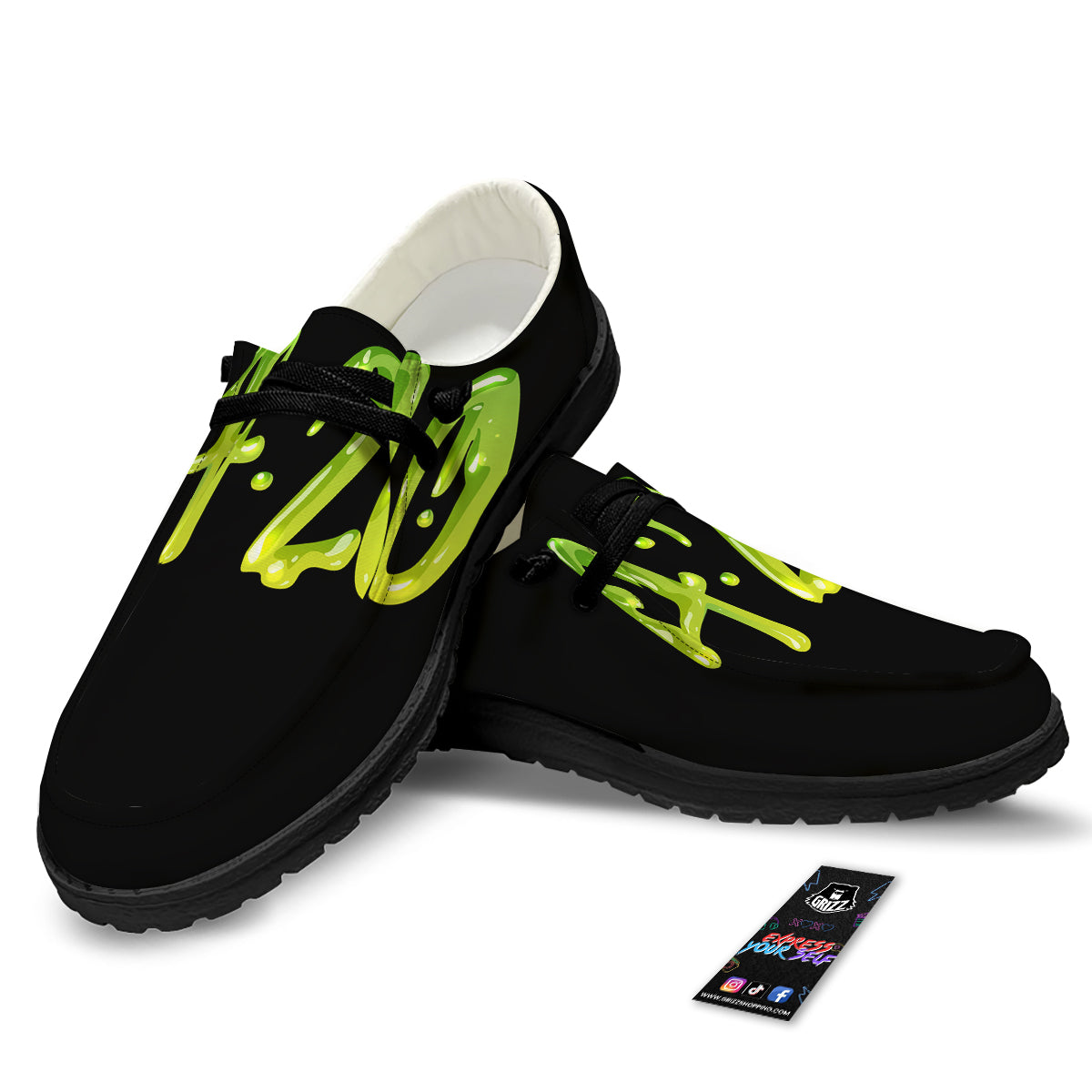 Cannabis Day 420 Print Black Loafers-grizzshop
