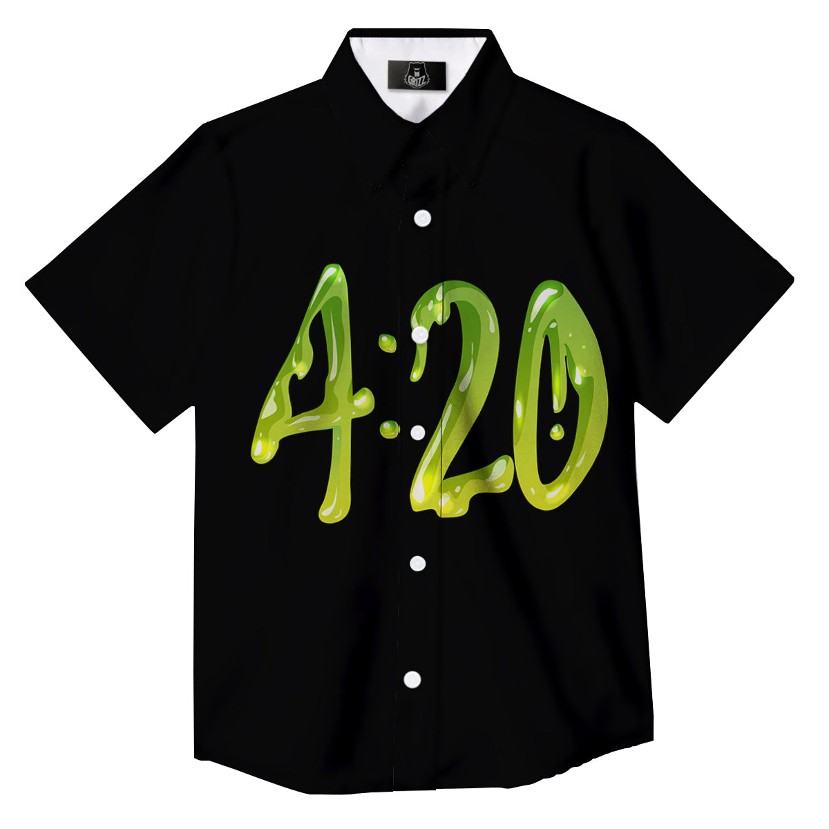 Cannabis Day 420 Print Button Up Shirt-grizzshop