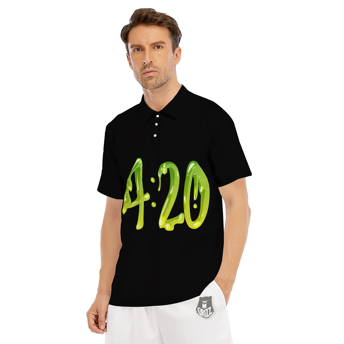 Cannabis Day 420 Print Men's Golf Shirts-grizzshop