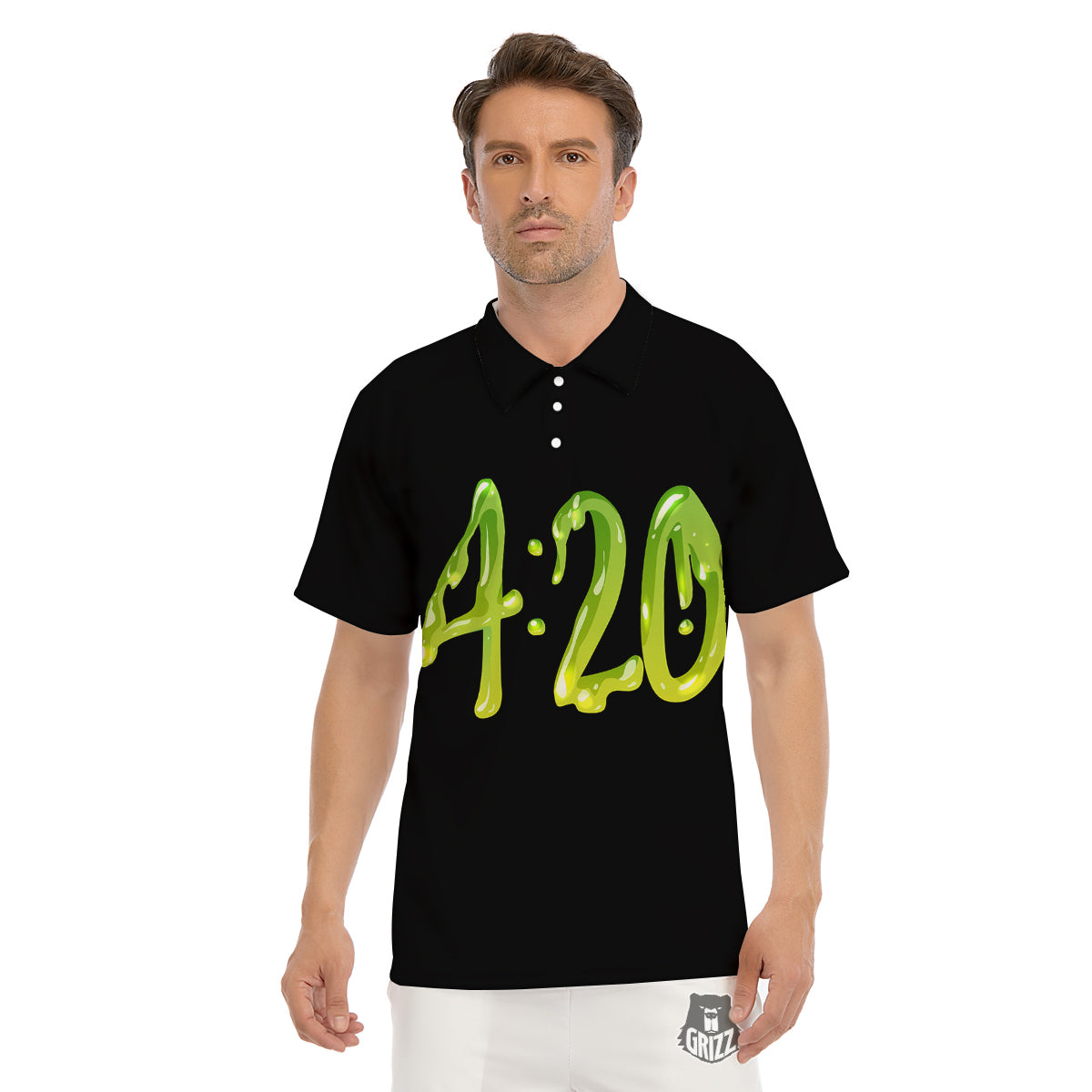 Cannabis Day 420 Print Men's Golf Shirts-grizzshop