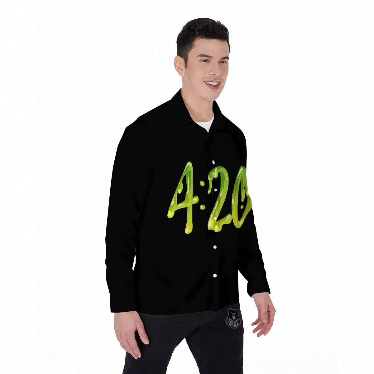 Cannabis Day 420 Print Men's Long Sleeve Shirts-grizzshop