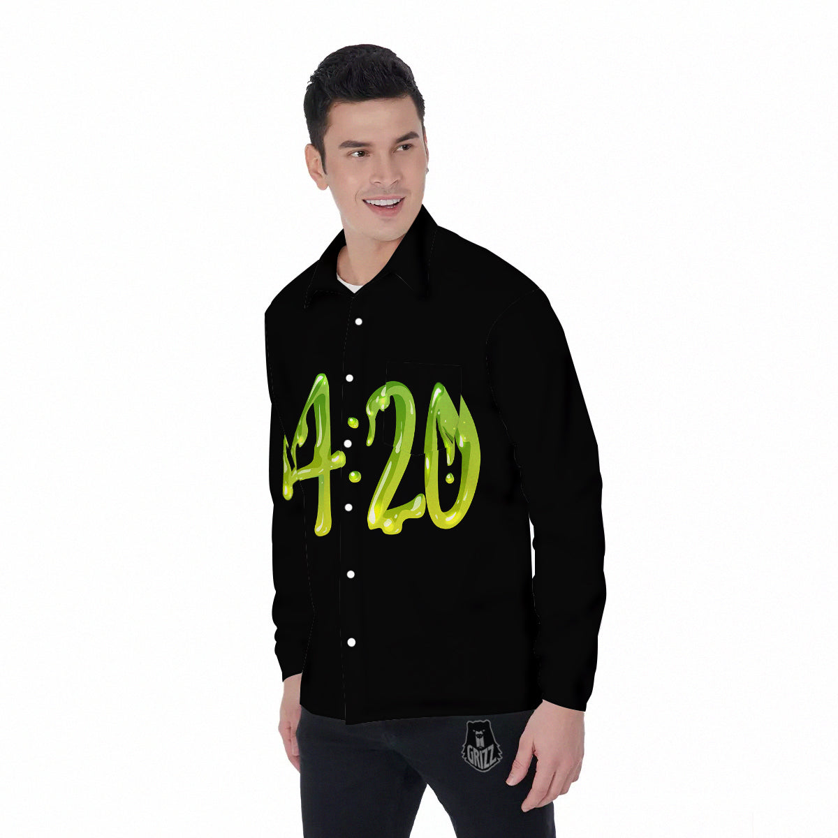 Cannabis Day 420 Print Men's Long Sleeve Shirts-grizzshop