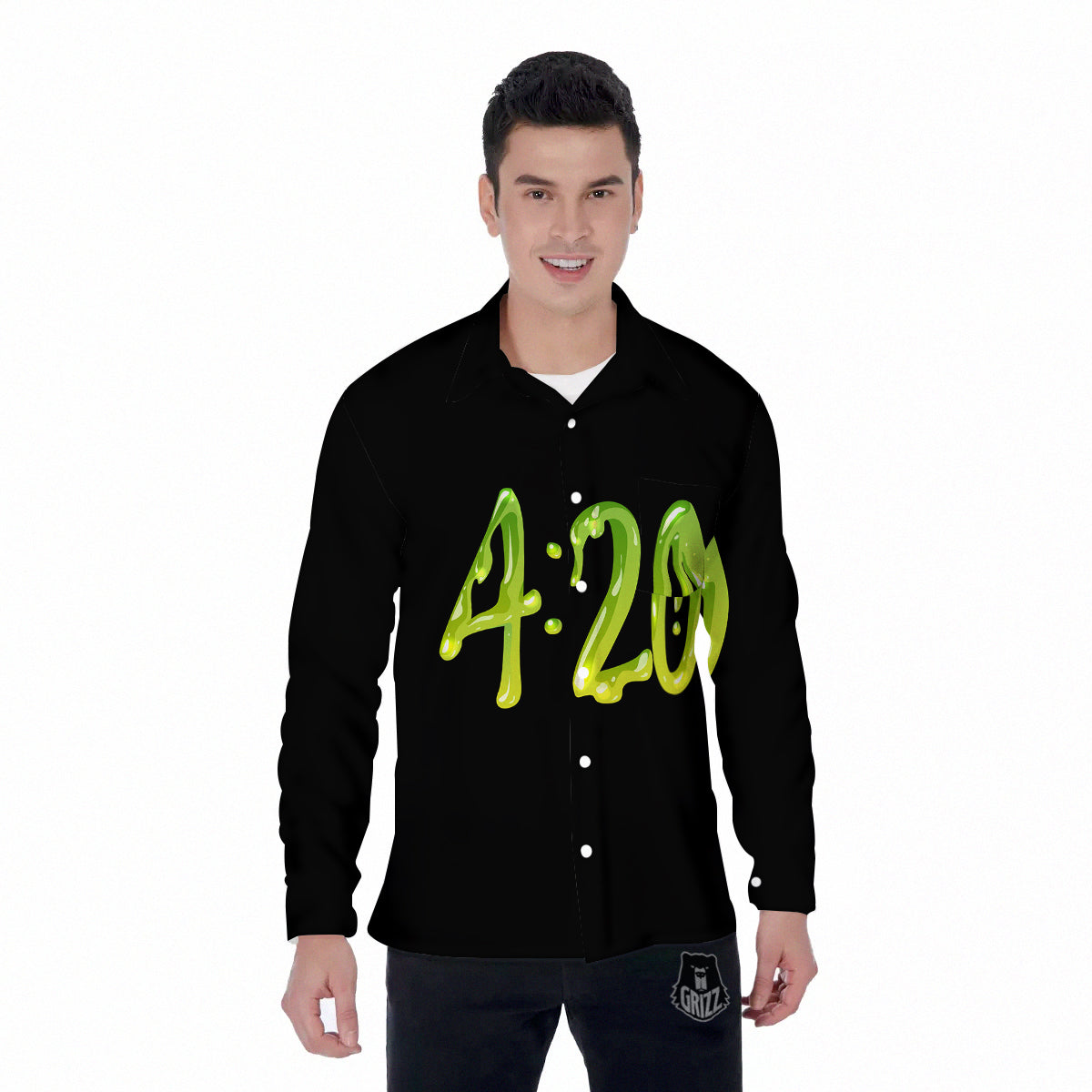 Cannabis Day 420 Print Men's Long Sleeve Shirts-grizzshop