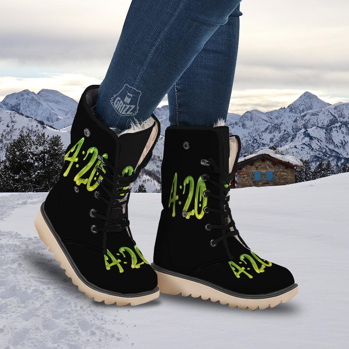 Cannabis Day 420 Print Snow Boots-grizzshop