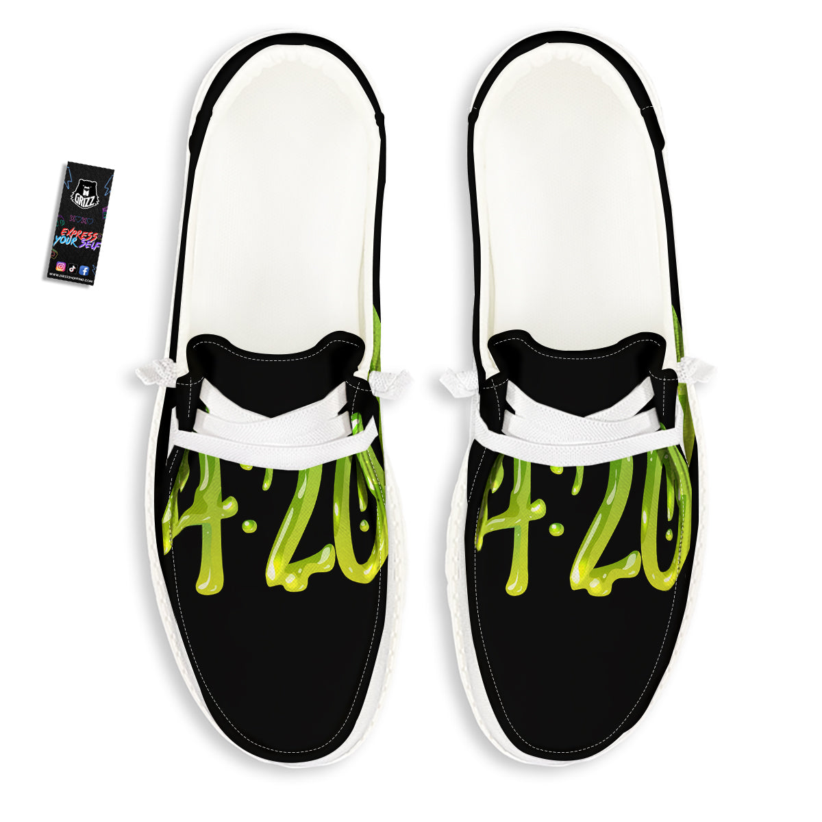 Cannabis Day 420 Print White Loafers-grizzshop