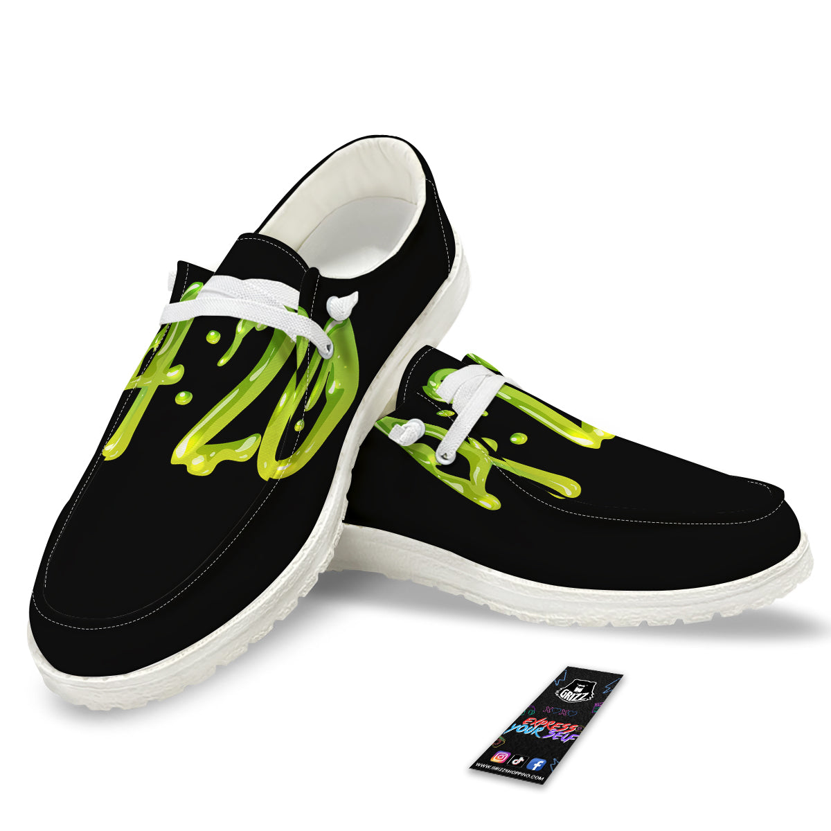 Cannabis Day 420 Print White Loafers-grizzshop