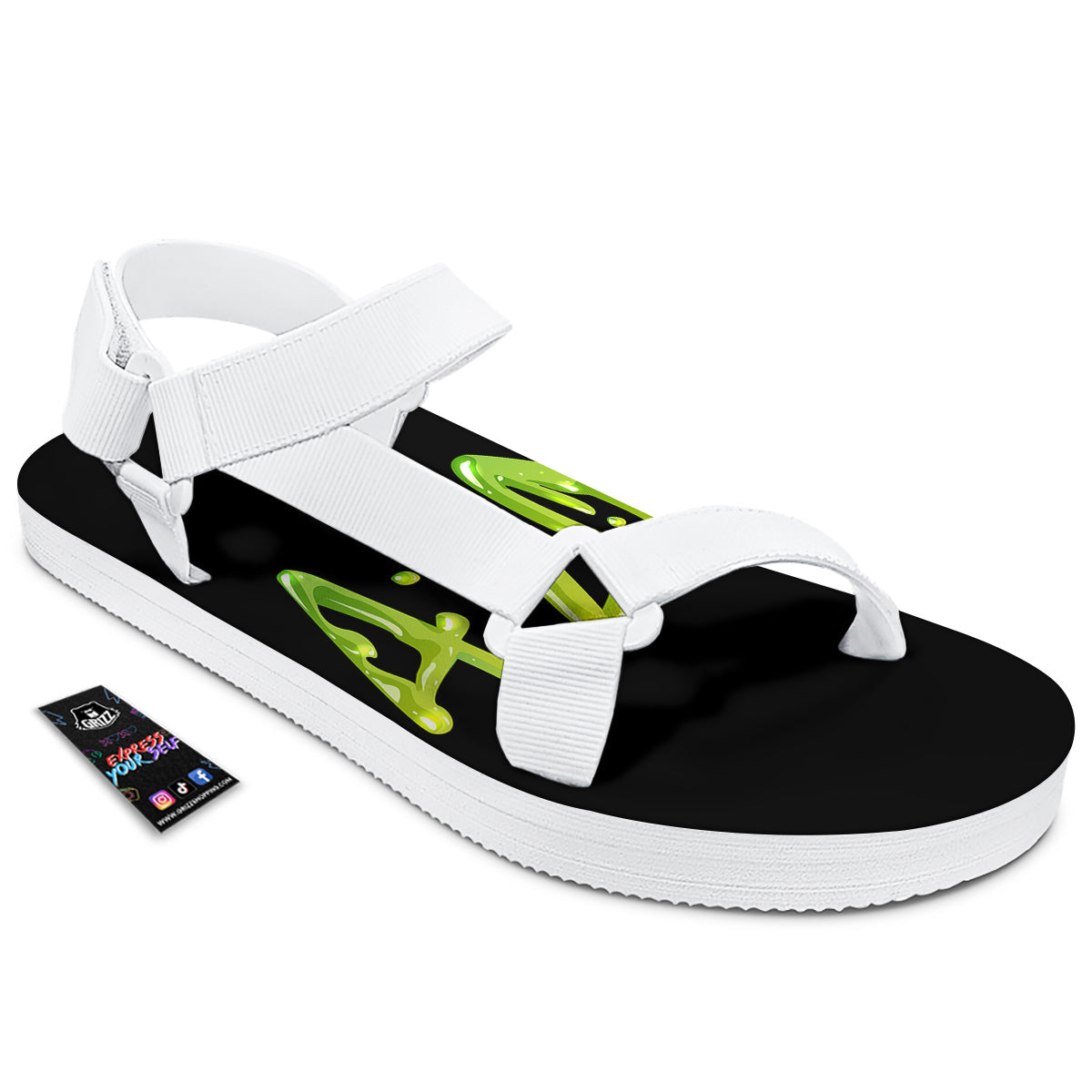 Cannabis Day 420 Print White Open Toe Sandals-grizzshop