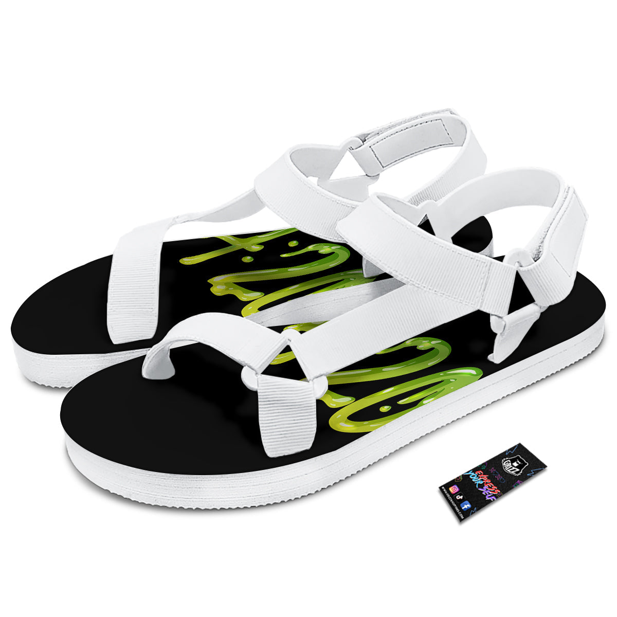 Cannabis Day 420 Print White Open Toe Sandals-grizzshop