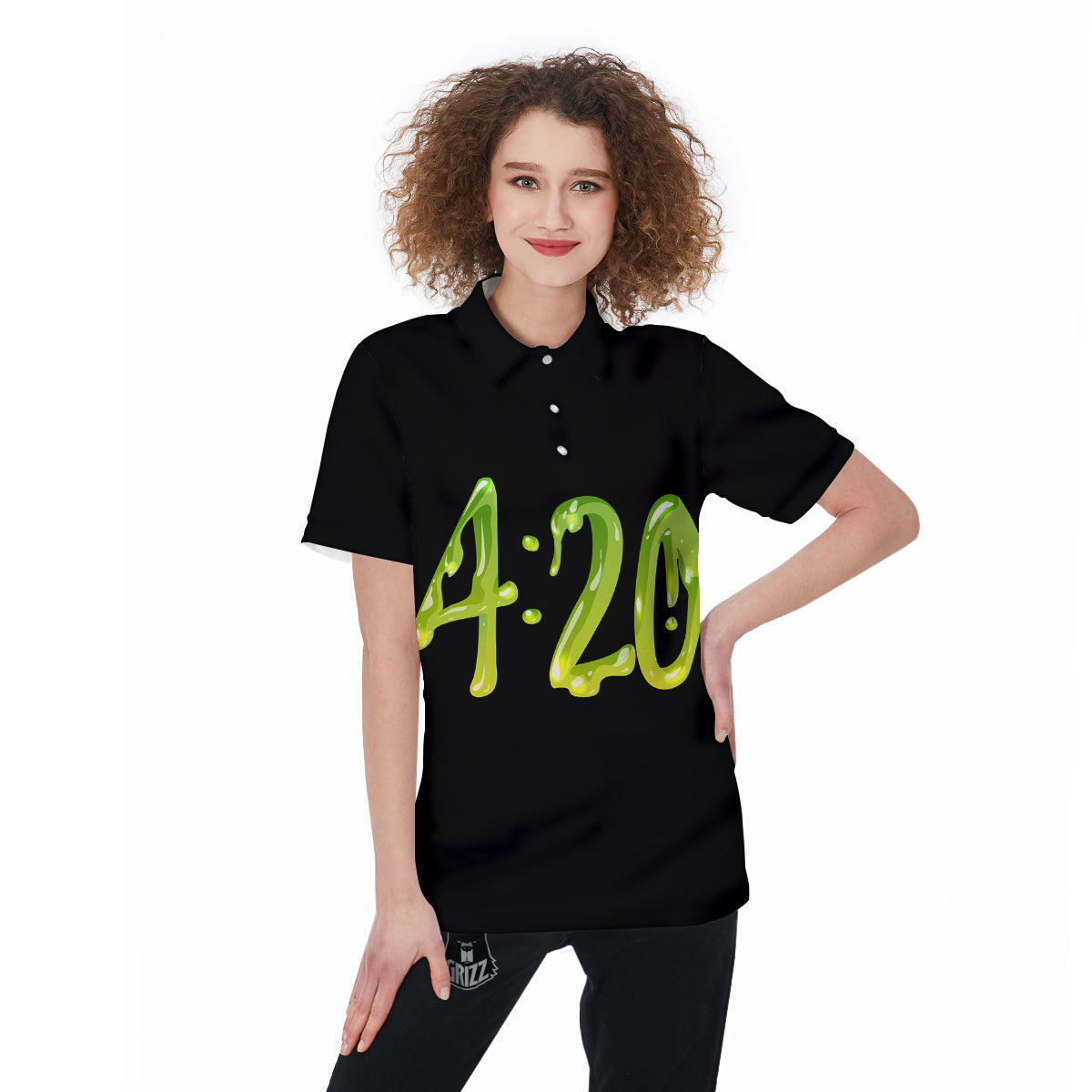 Cannabis Day 420 Print Women's Golf Shirts-grizzshop