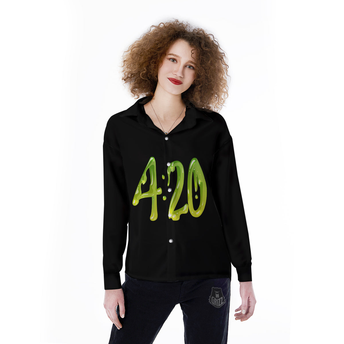 Cannabis Day 420 Print Women's Long Sleeve Shirts-grizzshop