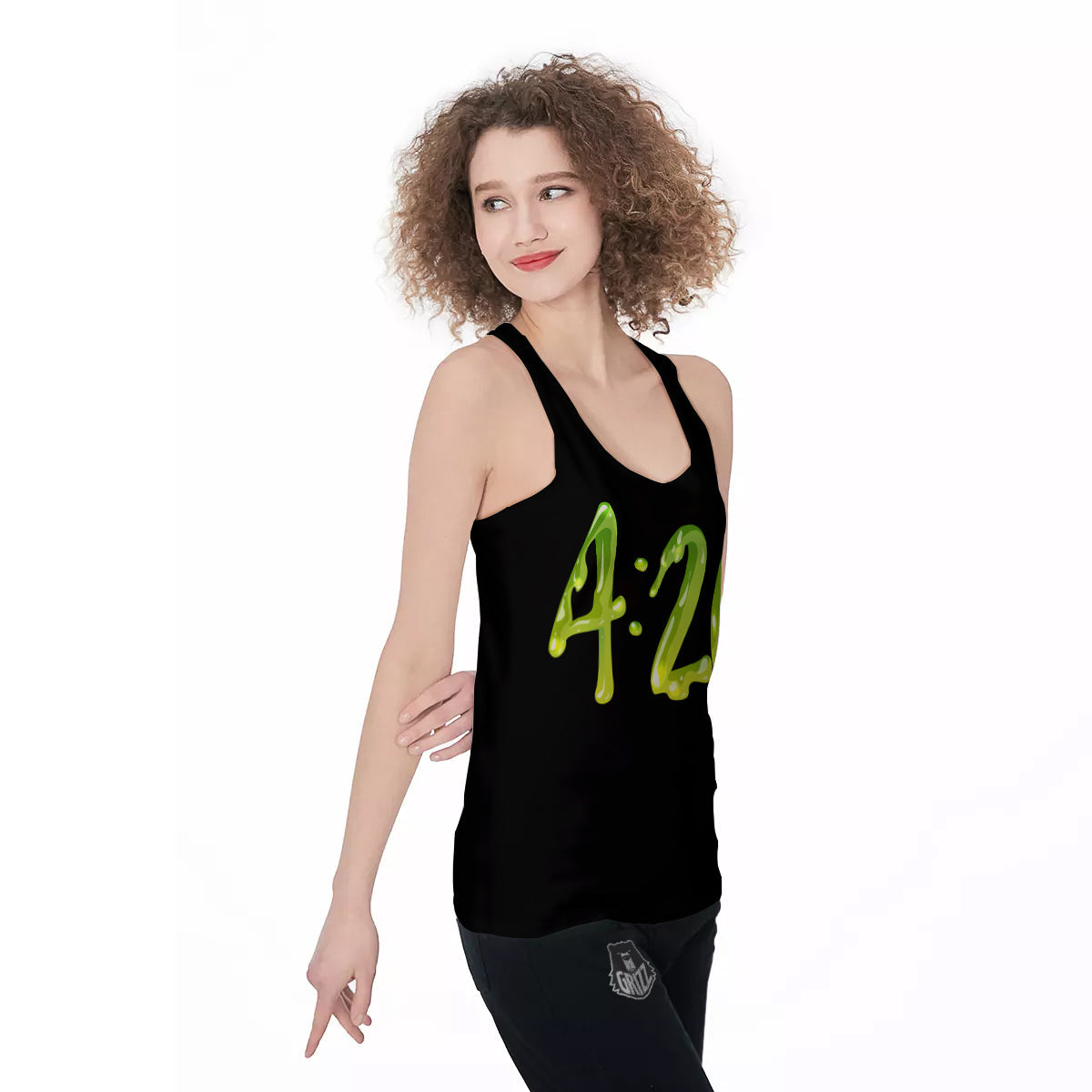 Cannabis Day 420 Print Women's Racerback Tank Top-grizzshop