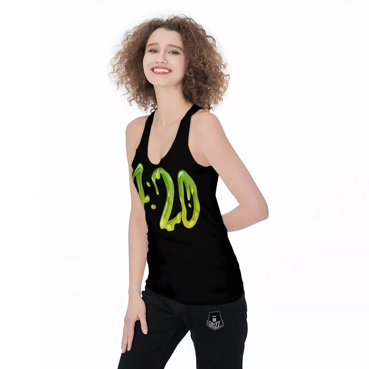 Cannabis Day 420 Print Women's Racerback Tank Top-grizzshop