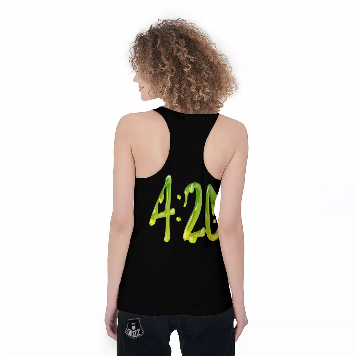 Cannabis Day 420 Print Women's Racerback Tank Top-grizzshop