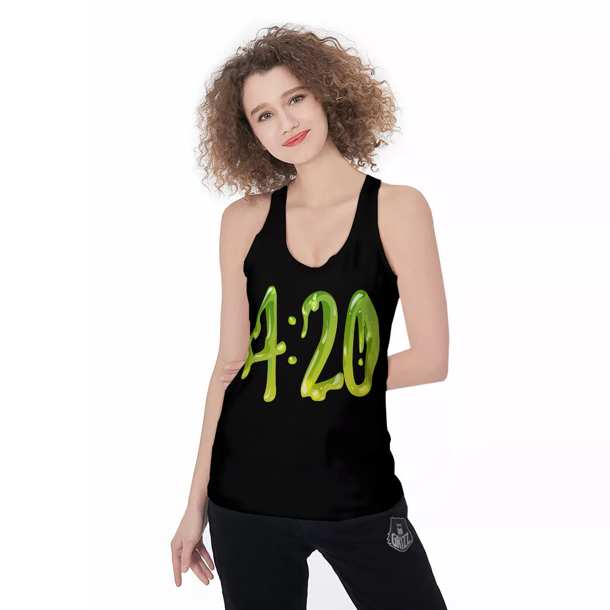 Cannabis Day 420 Print Women's Racerback Tank Top-grizzshop
