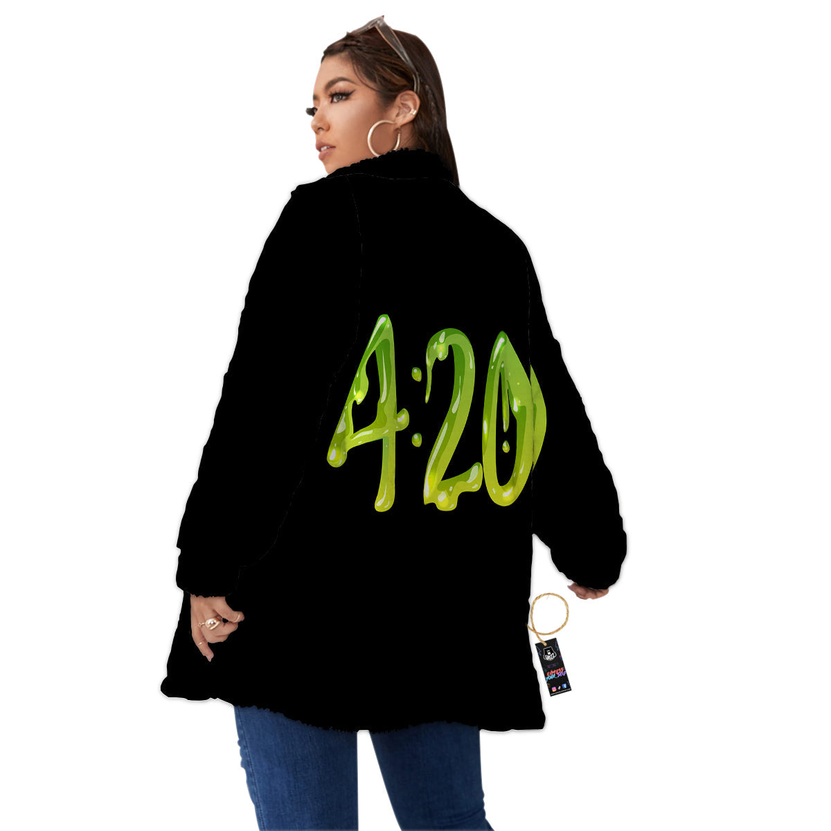 Cannabis Day 420 Print Women's Sherpa Jacket-grizzshop