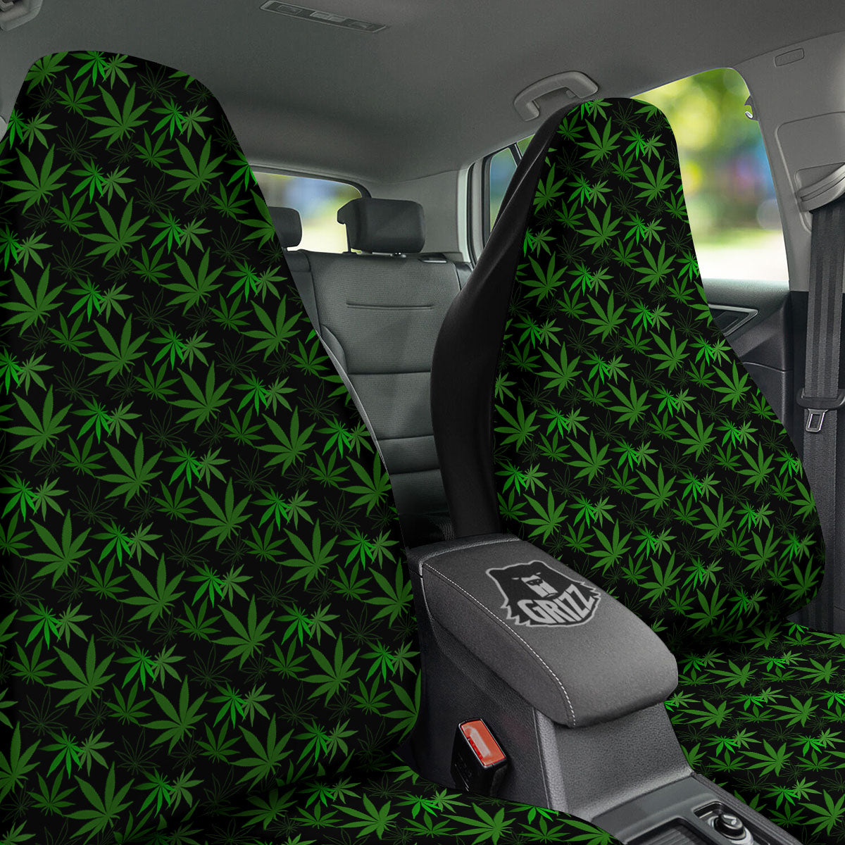 Cannabis Leaf Black And Green Print Car Seat Covers-grizzshop