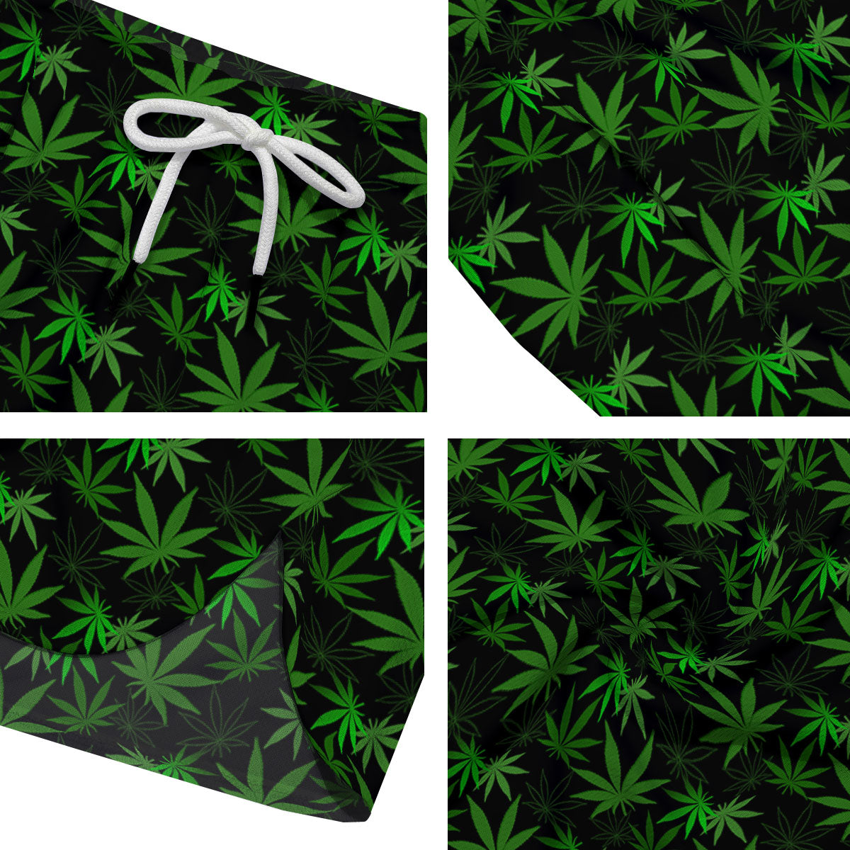 Cannabis Leaf Black And Green Print Men's Running Shorts-grizzshop