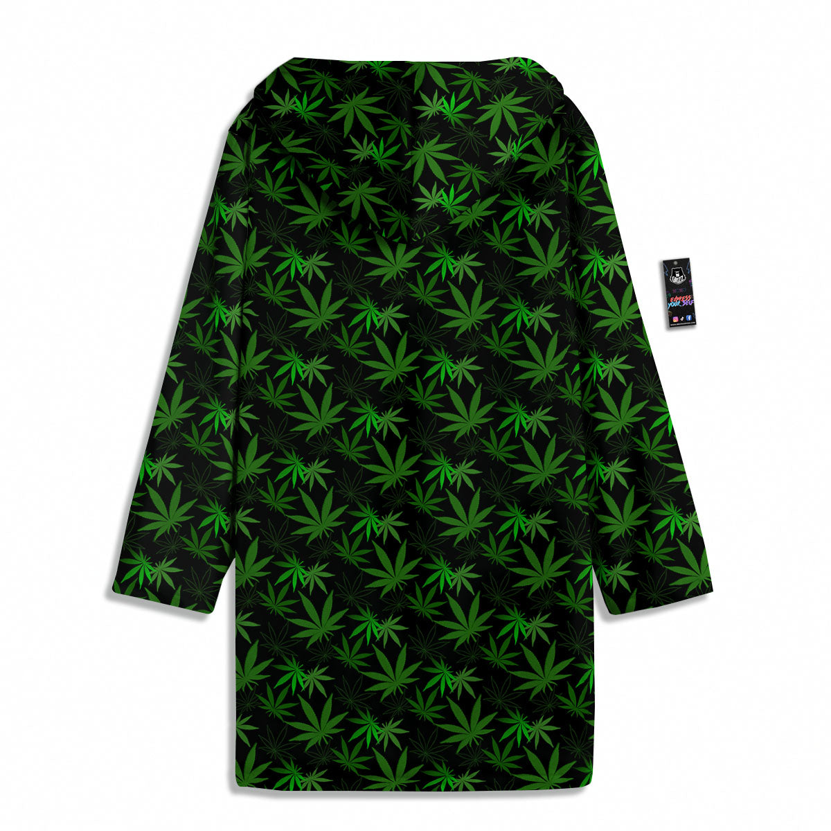 Cannabis Leaf Black And Green Print Men's Windbreaker Jacket-grizzshop