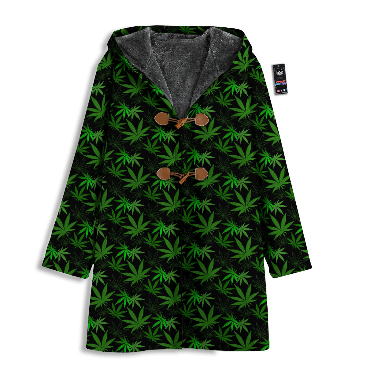 Cannabis Leaf Black And Green Print Men's Windbreaker Jacket-grizzshop